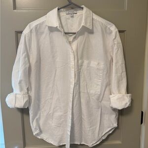 AYR White Cotton Casual Button-Down Shirt